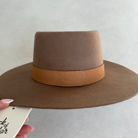 NWT Lack Of Color The Mirage Boater Hat In Brown Wide Brim Suede Band - Picture 9 of 14